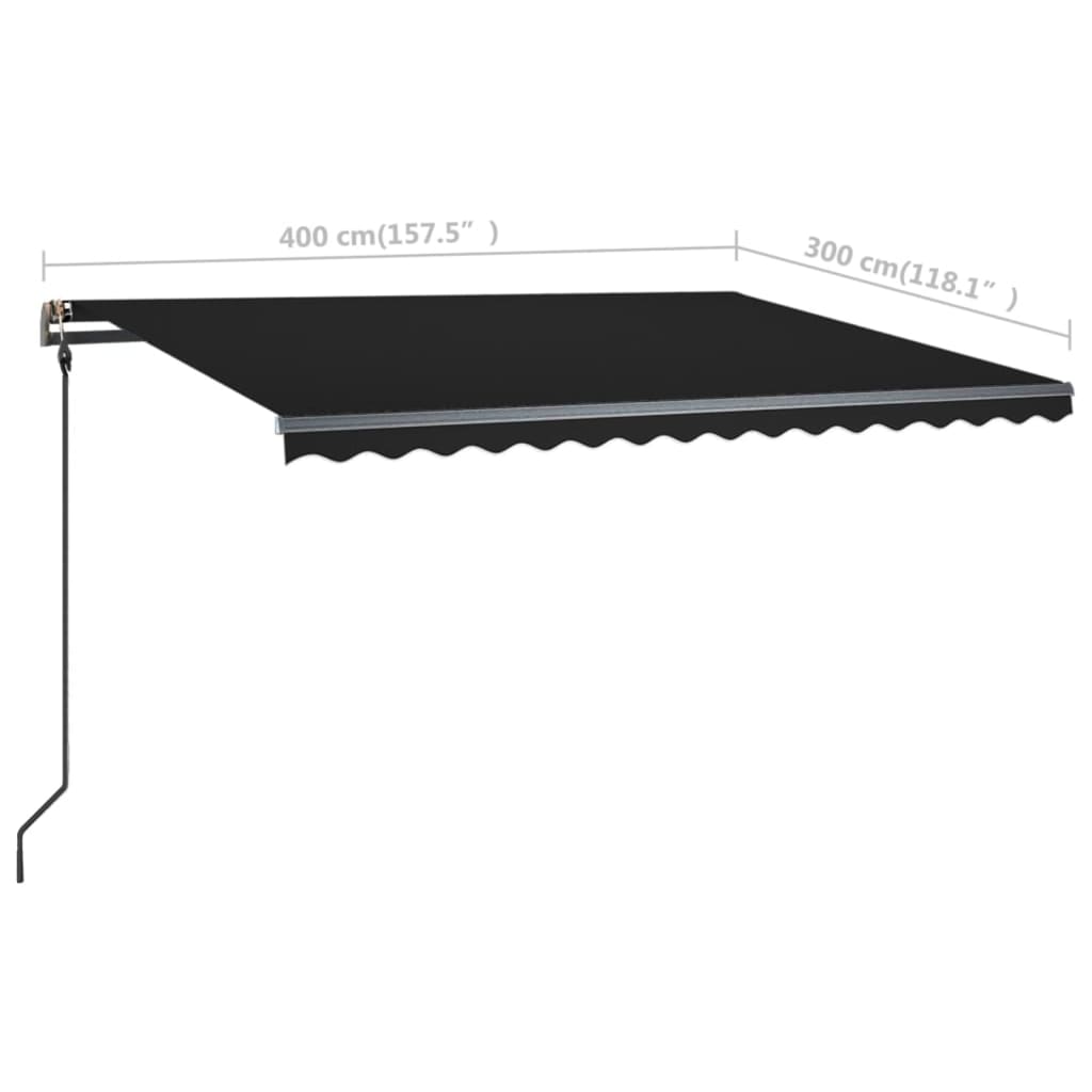 Copertină retractabilă manual, cu LED, antracit, 4x3 m