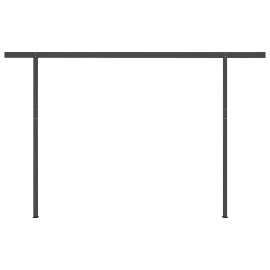 Copertină retractabilă automat, cu stâlpi albastru și alb 4x3 m