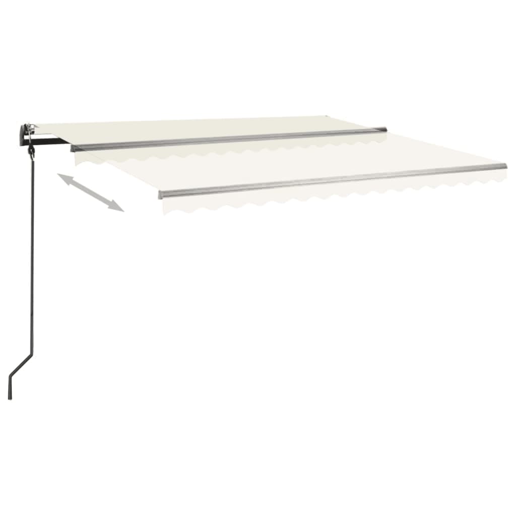 Copertină retractabilă automat, cu stâlpi, crem, 4x3 m