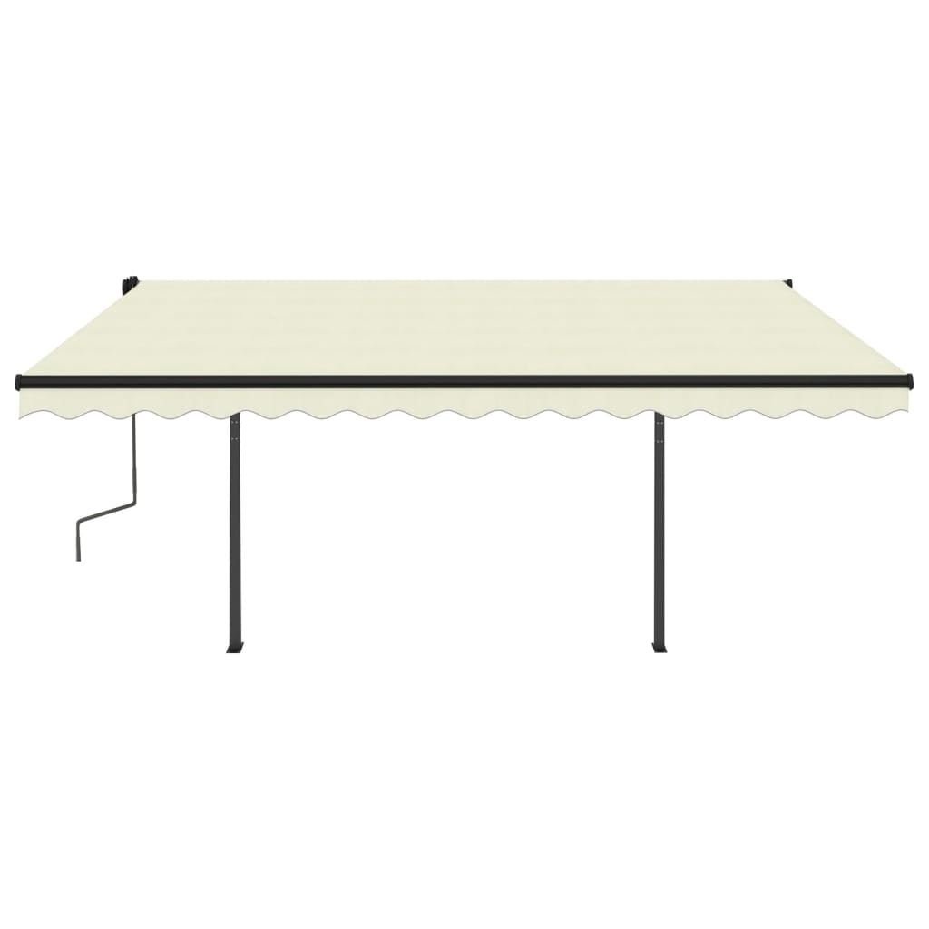 Copertină retractabilă automat, cu stâlpi, crem, 4x3 m