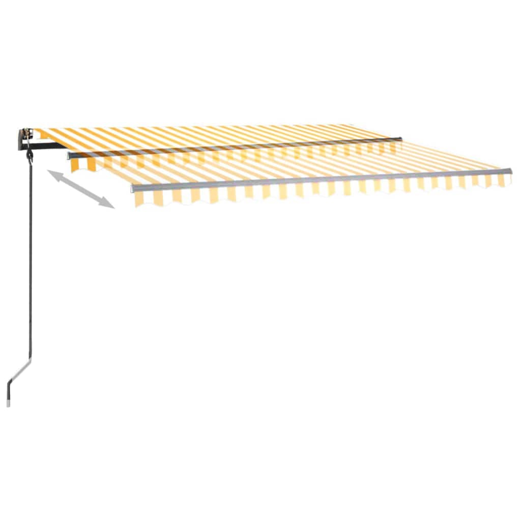 Copertină retractabilă manual, cu LED, galben și alb, 4,5x3 m
