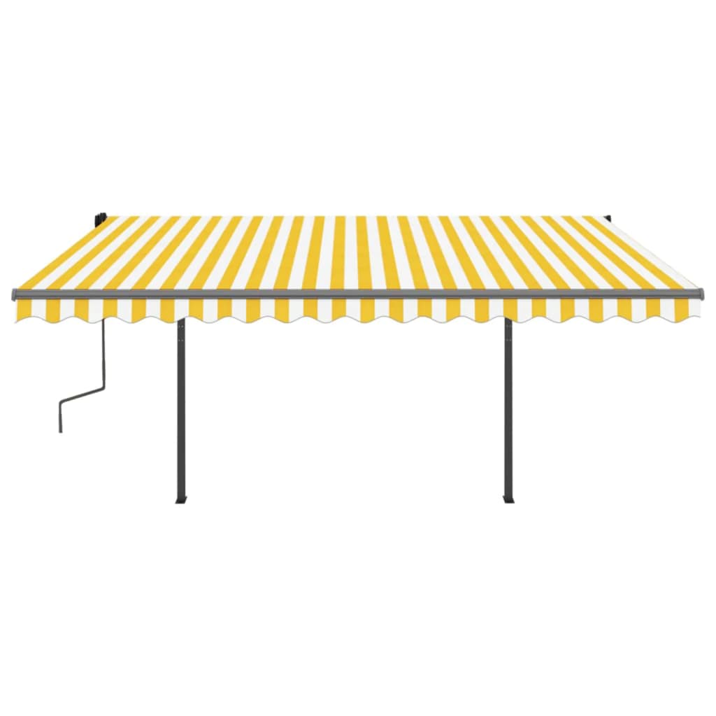 Copertină retractabilă manual, cu LED, galben și alb, 4,5x3 m