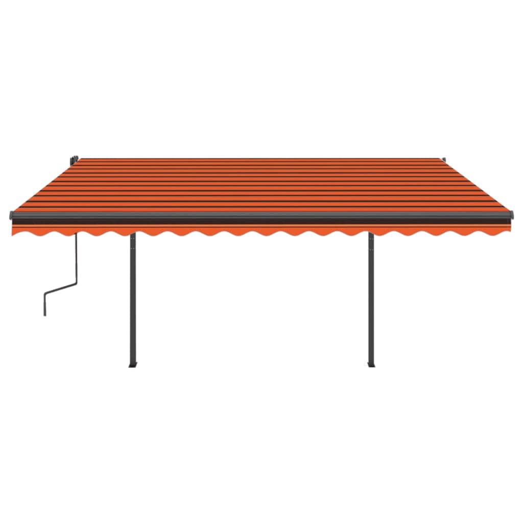 Copertină retractabilă manual, cu LED, portocaliu/maro 4,5x3 m