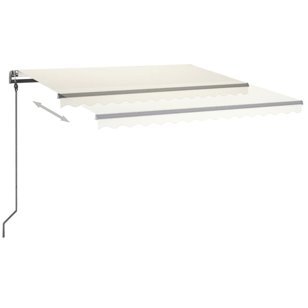 Copertină automată cu senzor vânt & LED, crem, 4,5x3 m