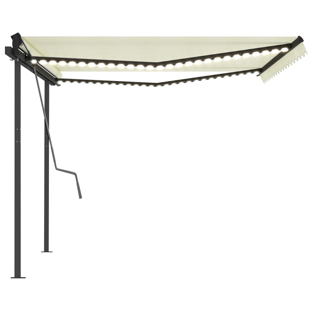 Copertină automată cu senzor vânt & LED, crem, 4,5x3 m