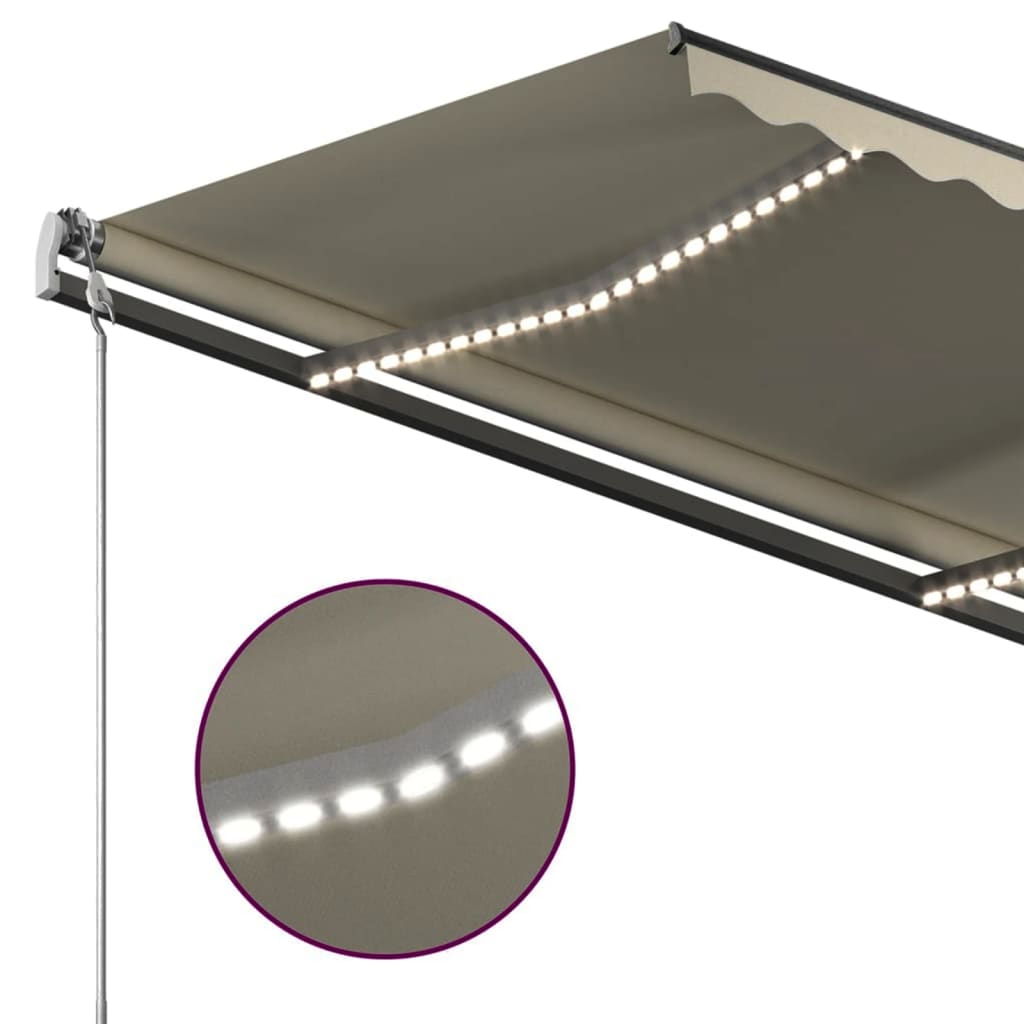 Copertină automată cu senzor vânt & LED, crem, 4,5x3 m