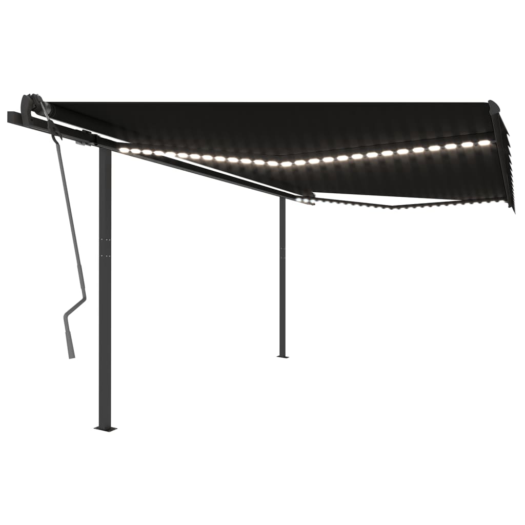 Copertină automată cu senzor vânt & LED, antracit, 4,5x3 m