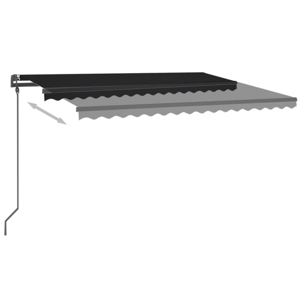 Copertină automată cu senzor vânt & LED, antracit, 4,5x3 m