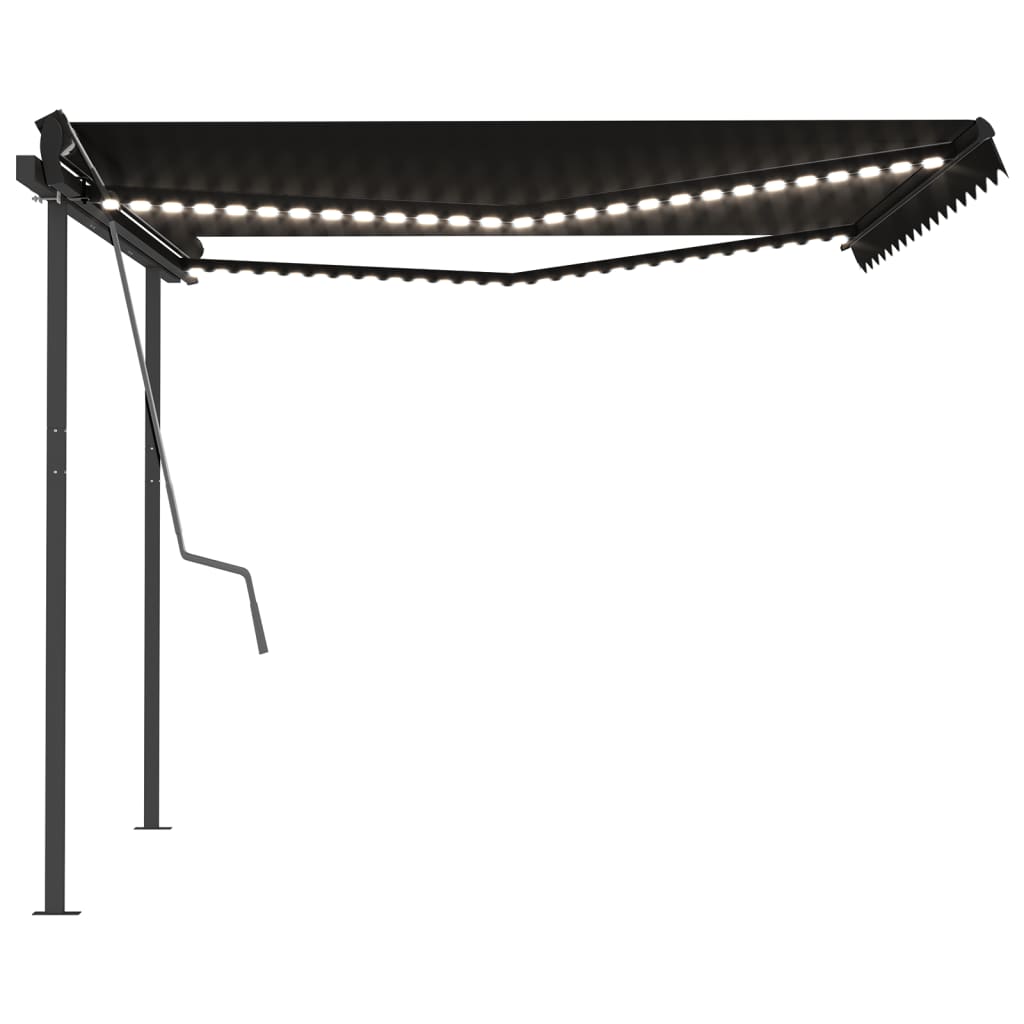 Copertină automată cu senzor vânt & LED, antracit, 4,5x3 m