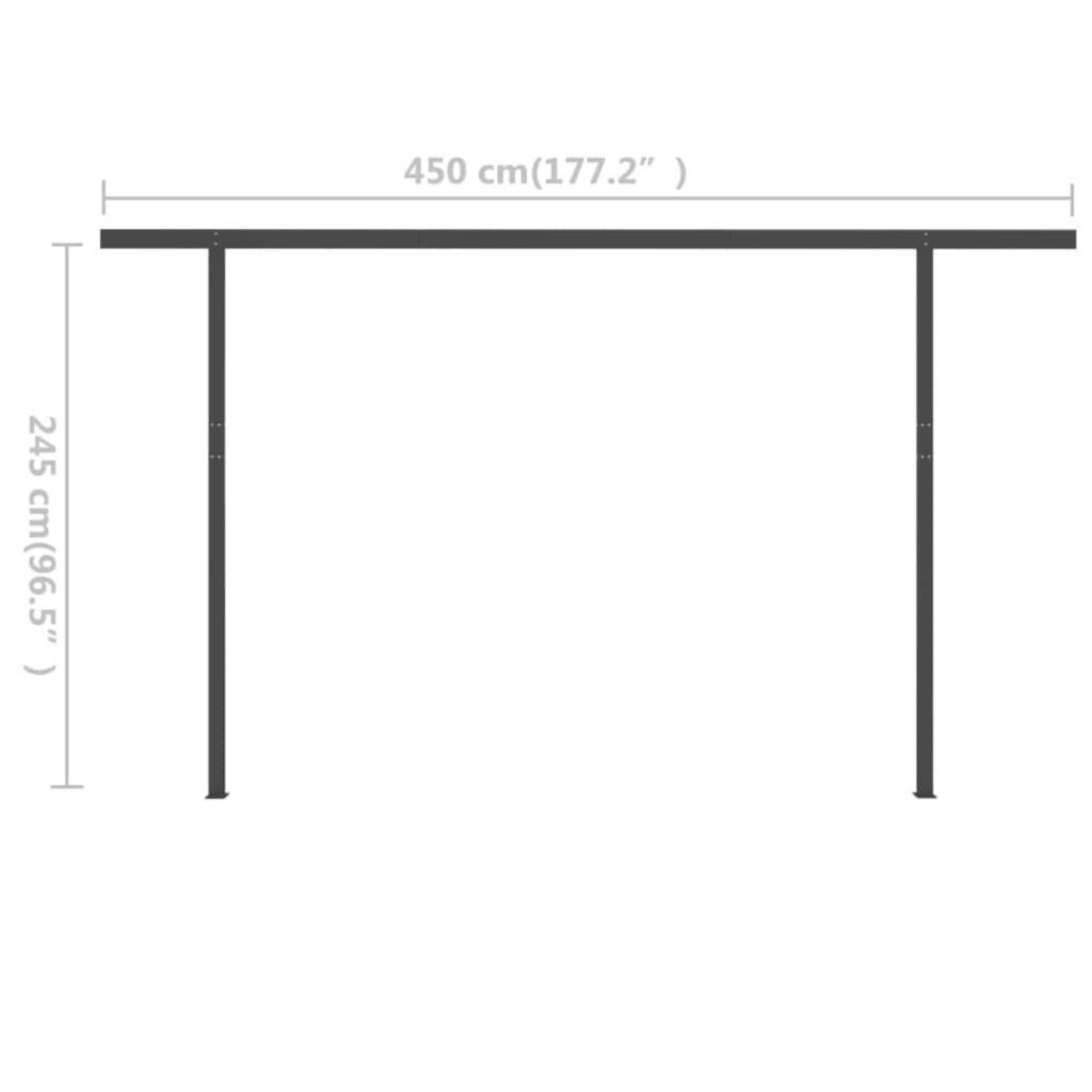 Copertină retractabilă manual, cu LED, albastru & alb, 5x3 m