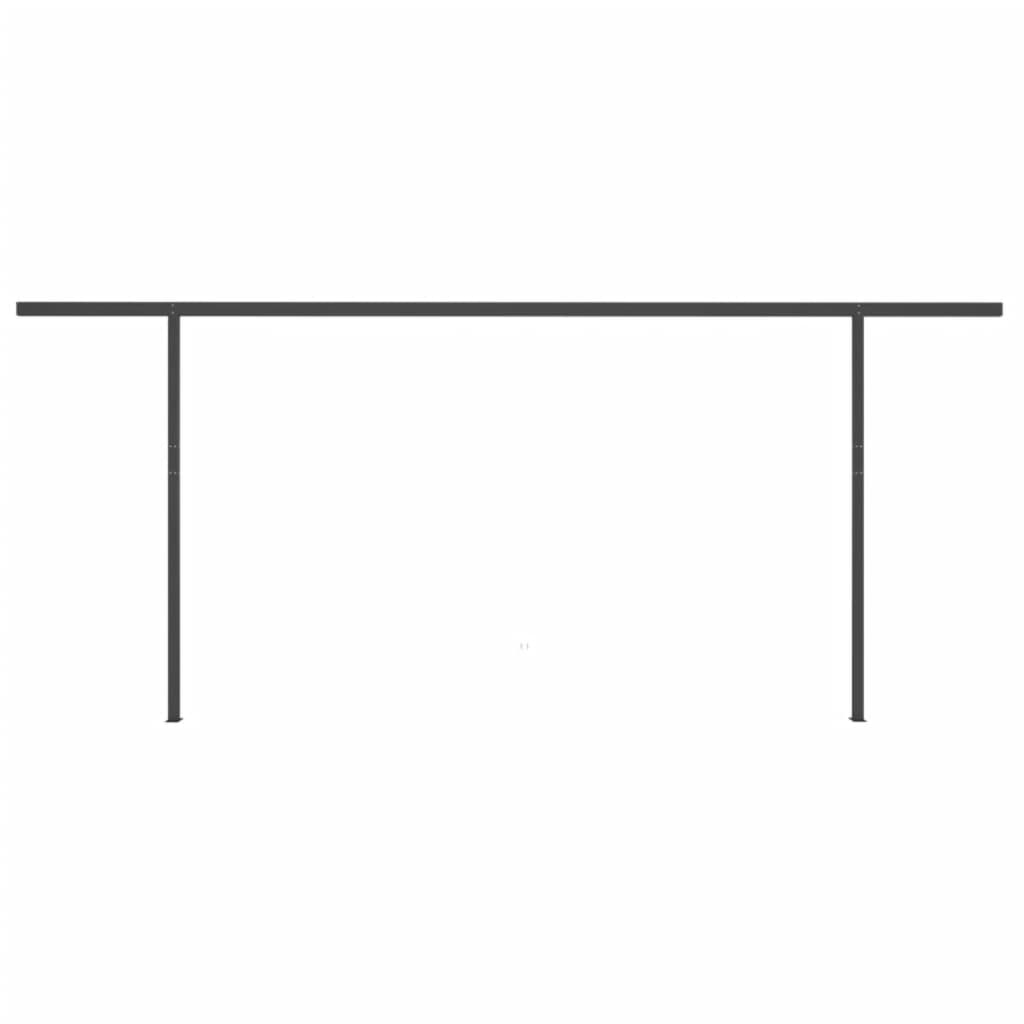 Copertină retractabilă manual, cu LED, albastru & alb, 5x3 m