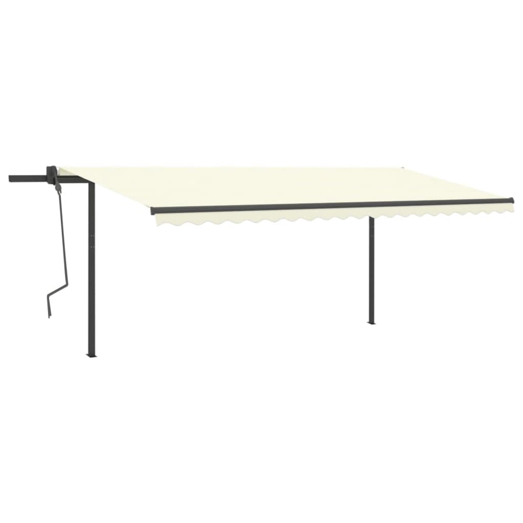 Copertină retractabilă manual, cu LED, crem, 5x3 m