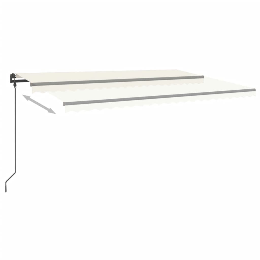 Copertină retractabilă manual, cu LED, crem, 5x3 m