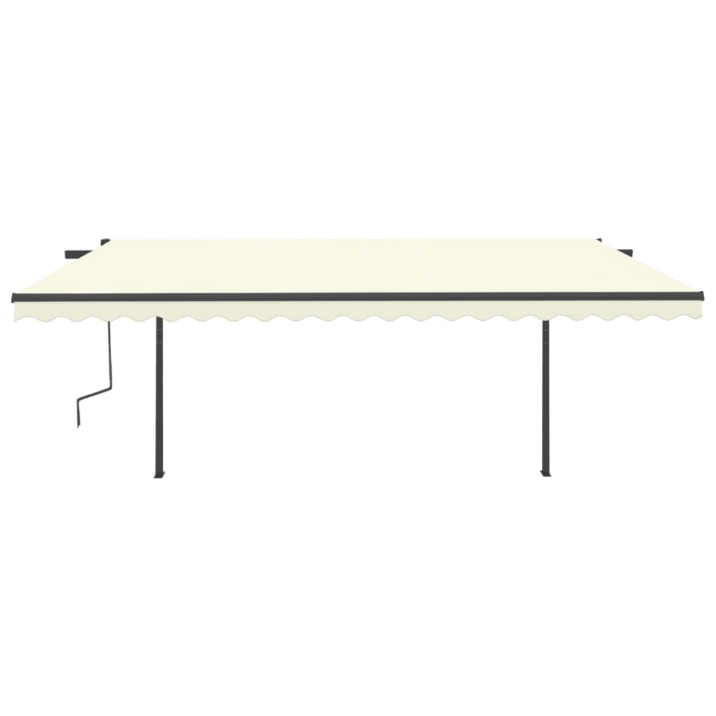 Copertină retractabilă manual, cu LED, crem, 5x3 m
