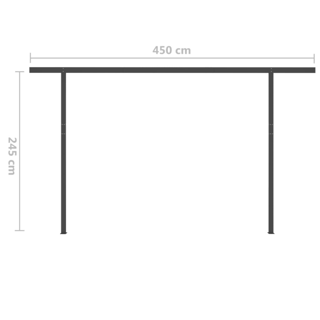 Copertină retractabilă manual, cu LED, portocaliu&maro, 5x3 m