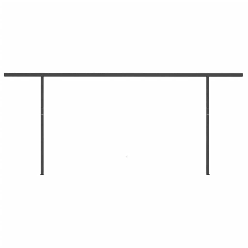 Copertină retractabilă automat, cu stâlpi, crem, 5x3 m