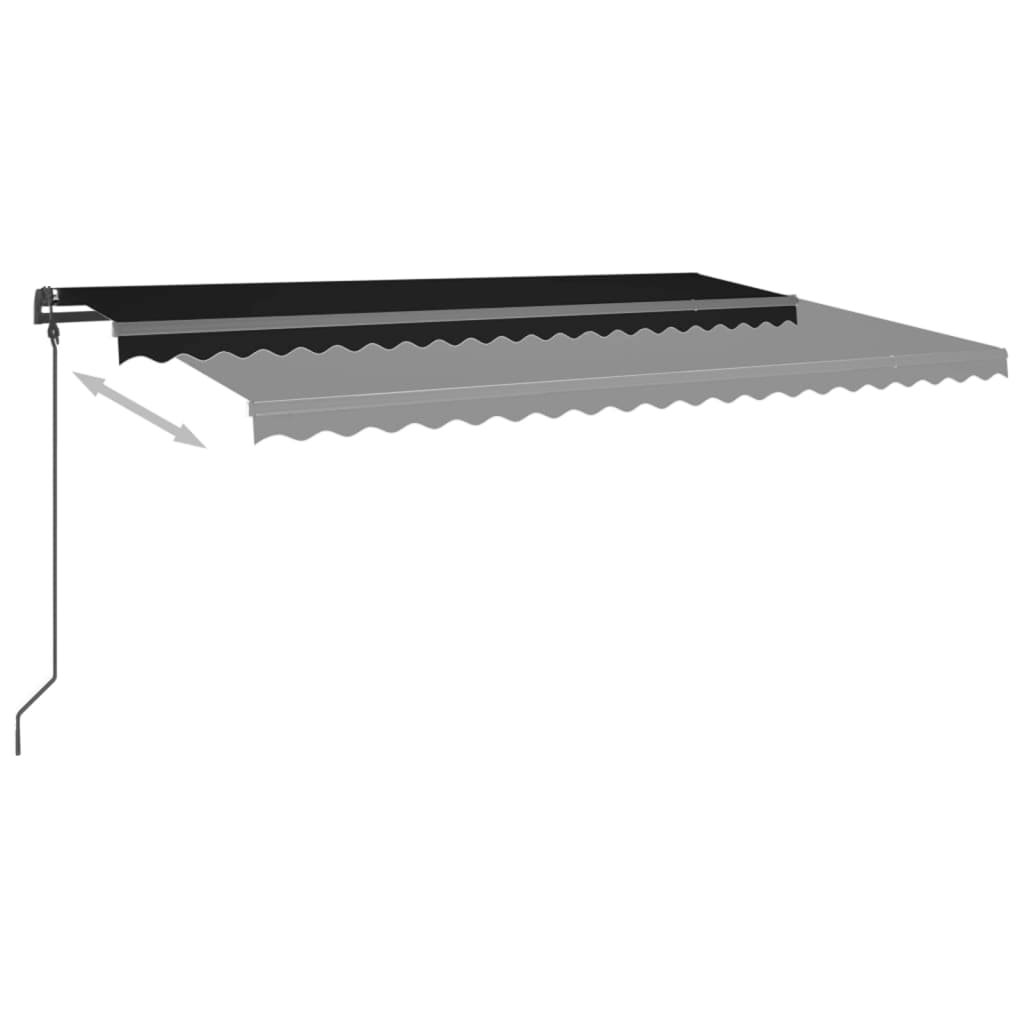 Copertină retractabilă automat, cu stâlpi, antracit, 5x3 m