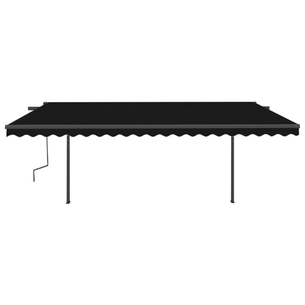Copertină retractabilă automat, cu stâlpi, antracit, 5x3 m