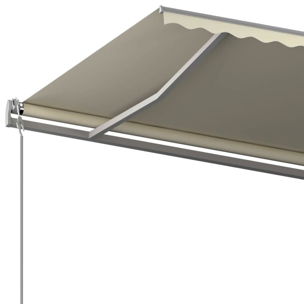 Copertină retractabilă manual cu stâlpi, crem, 6x3 m
