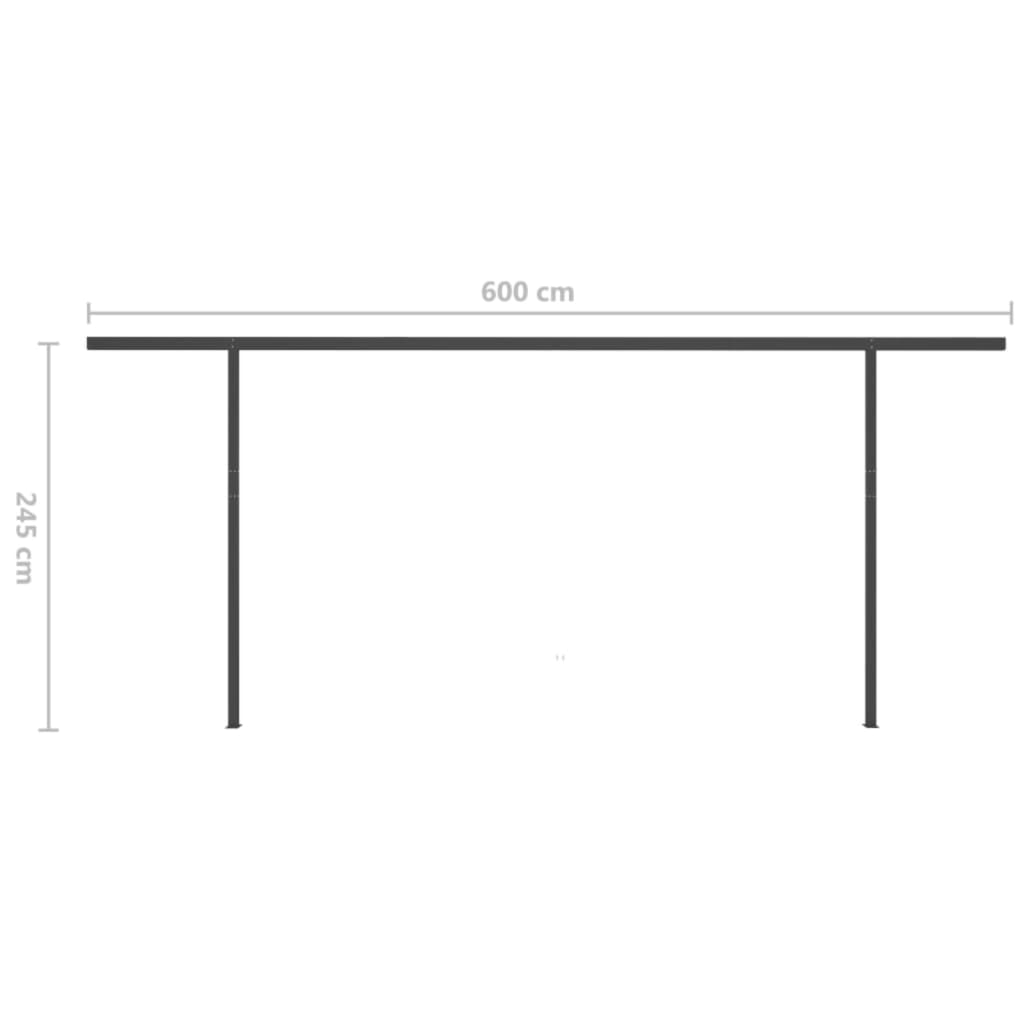 Copertină retractabilă manual cu LED, albastru & alb, 6x3 m