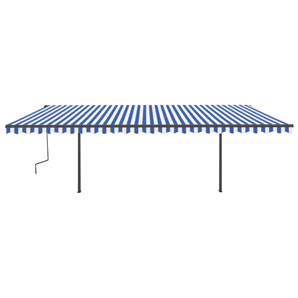 Copertină retractabilă manual cu LED, albastru & alb, 6x3 m