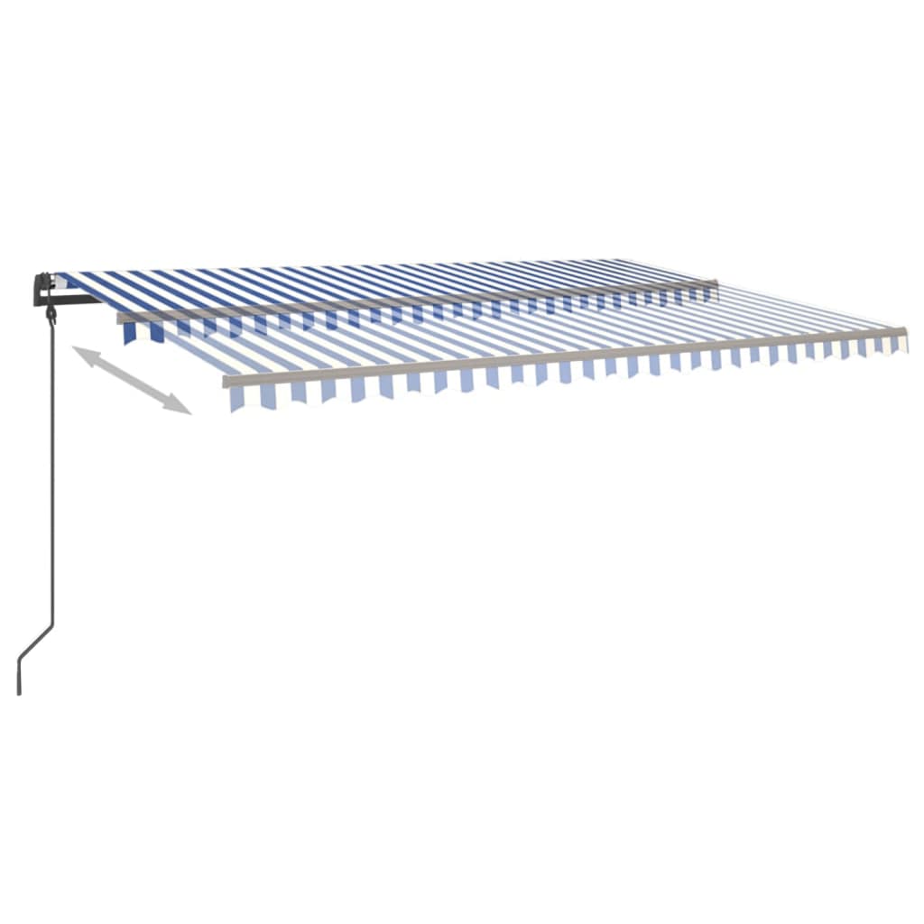 Copertină retractabilă manual cu LED, albastru & alb, 6x3 m