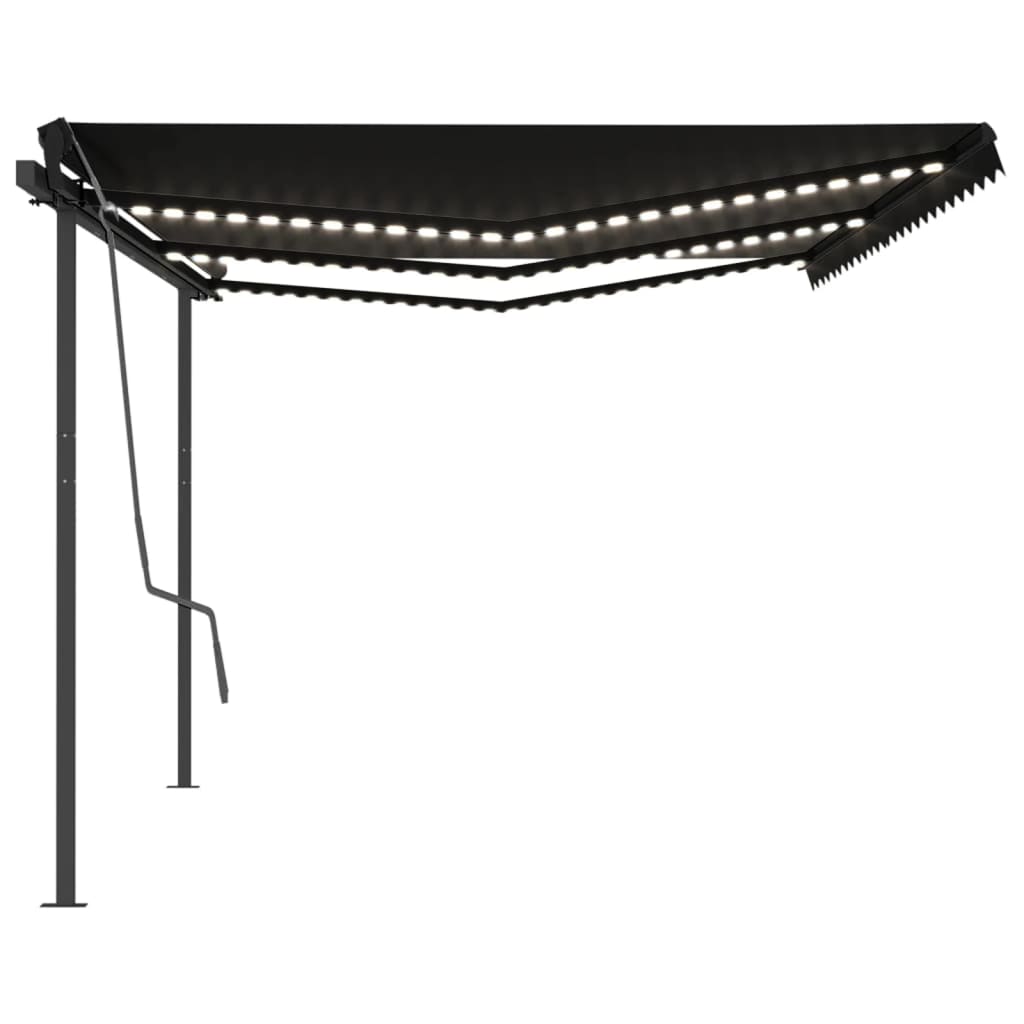 Copertină retractabilă manual cu LED, antracit, 6x3 m