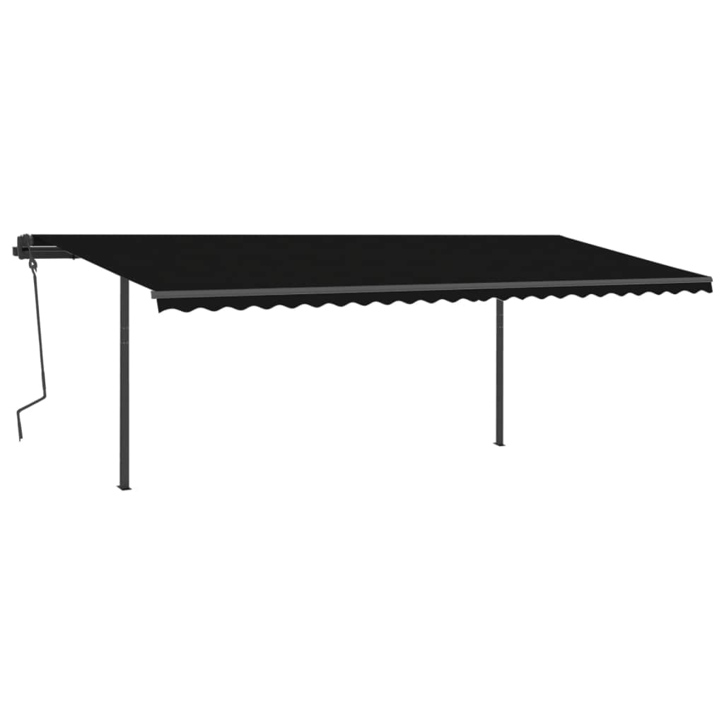 Copertină retractabilă manual cu LED, antracit, 6x3 m
