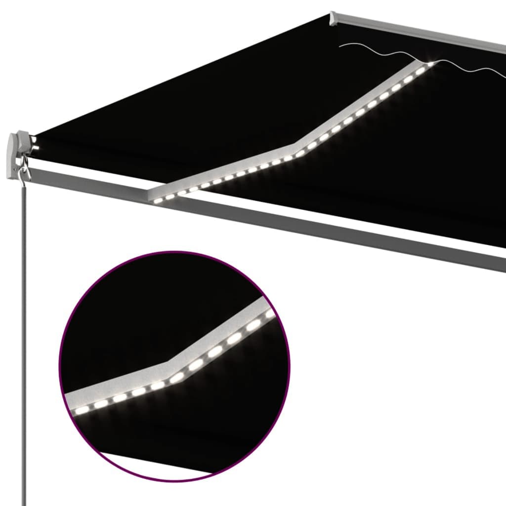 Copertină retractabilă manual cu LED, antracit, 6x3 m