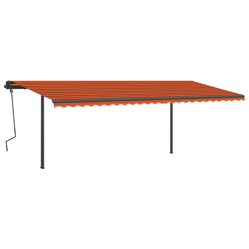 Copertină retractabilă manual cu LED, portocaliu&maro, 6x3 m