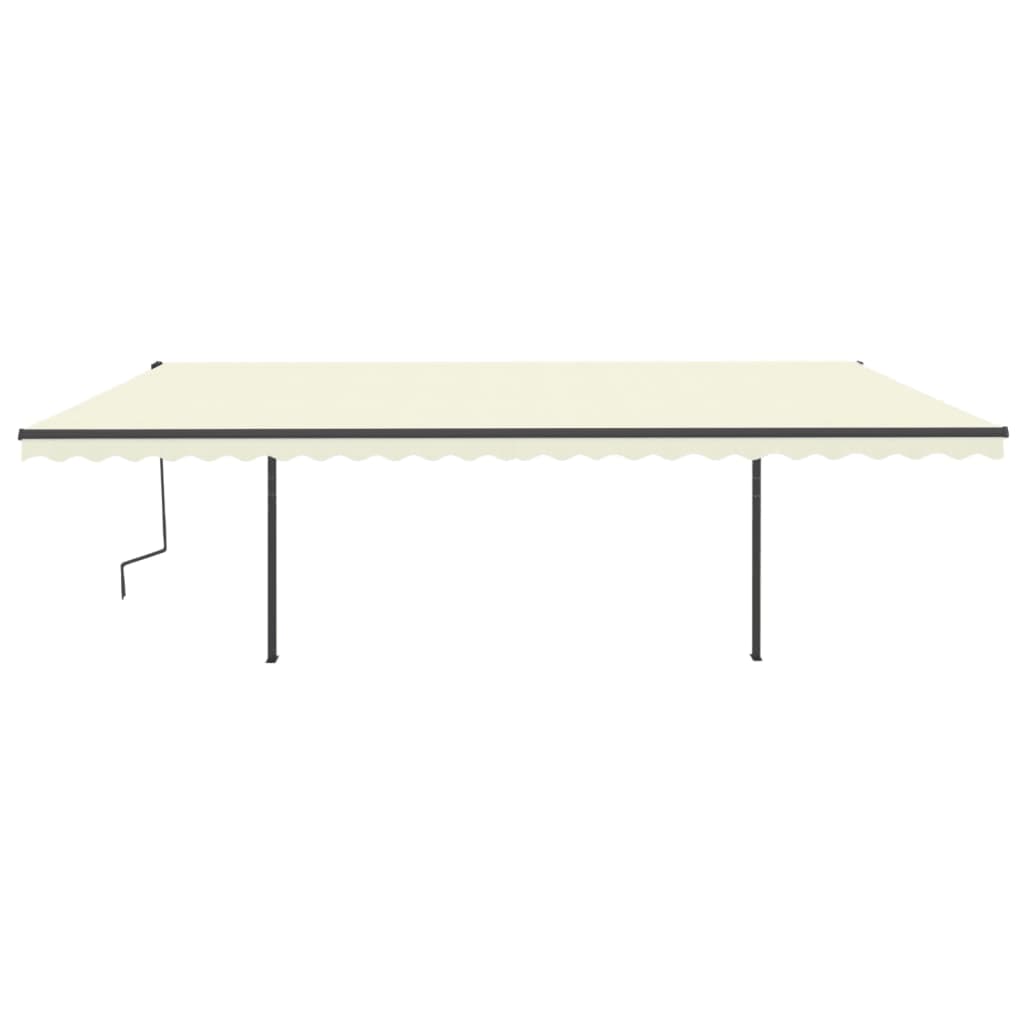 Copertină retractabilă automat, cu stâlpi, crem, 6x3 m