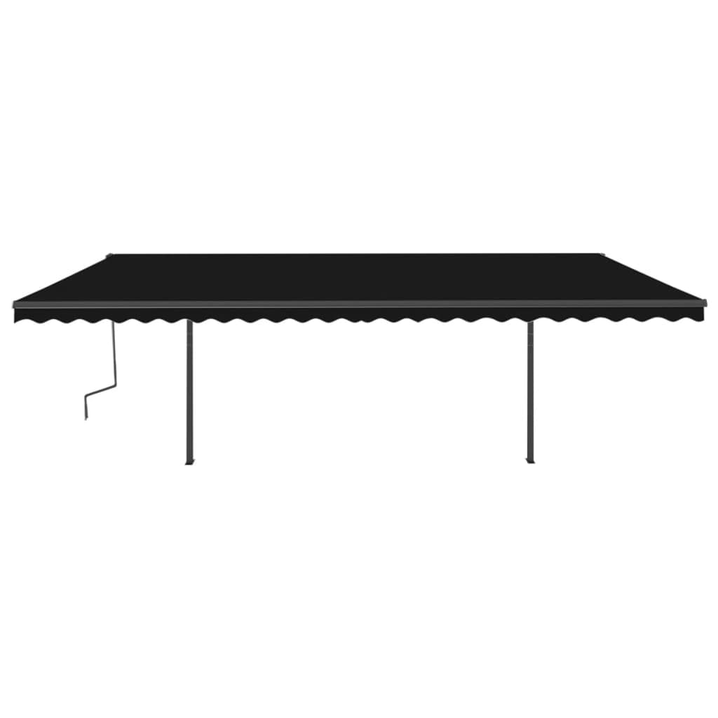 Copertină retractabilă automat, cu stâlpi, antracit, 6x3 m