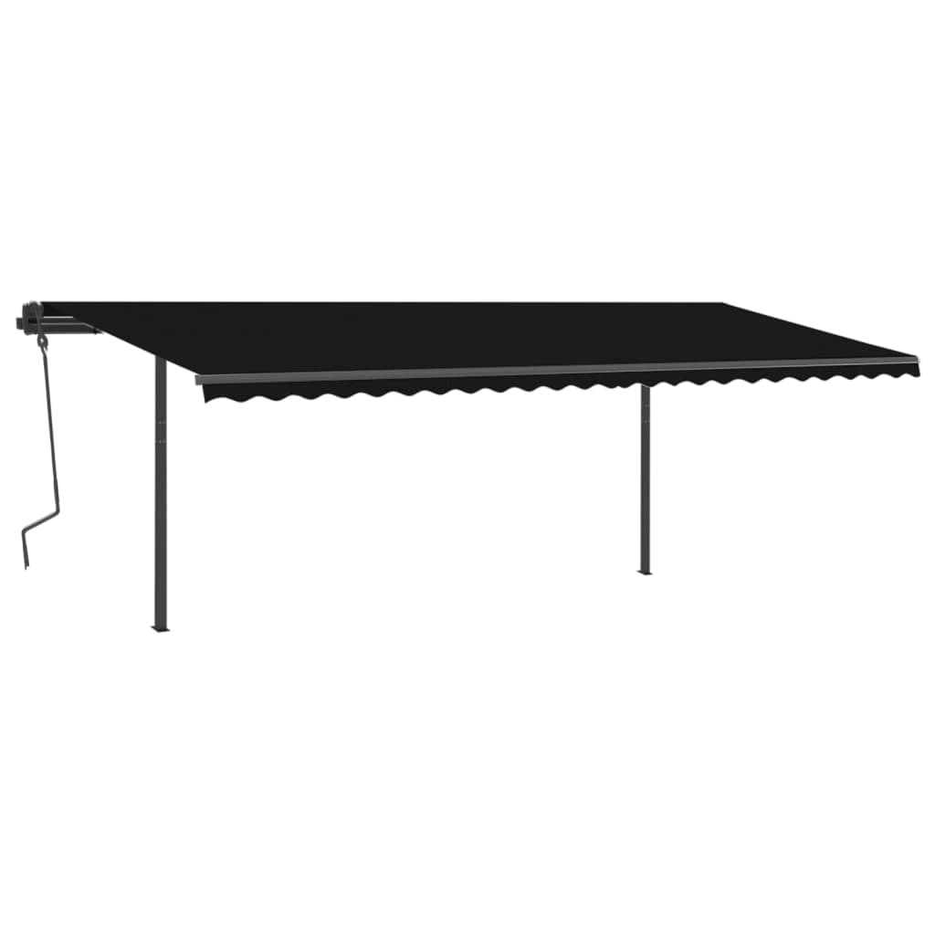 Copertină retractabilă automat, cu stâlpi, antracit, 6x3 m