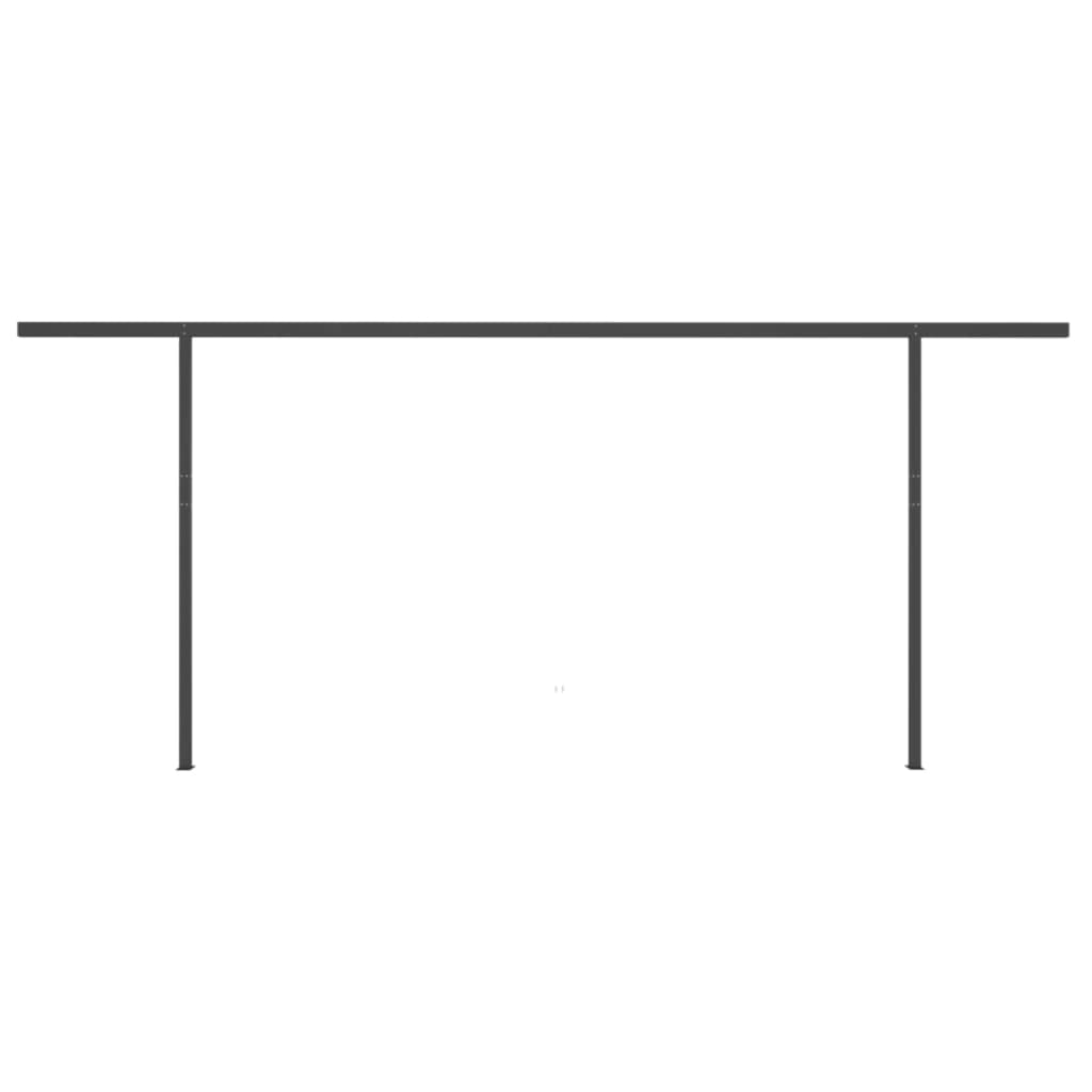 Copertină retractabilă automat, stâlpi, portocaliu&maro, 6x3 m
