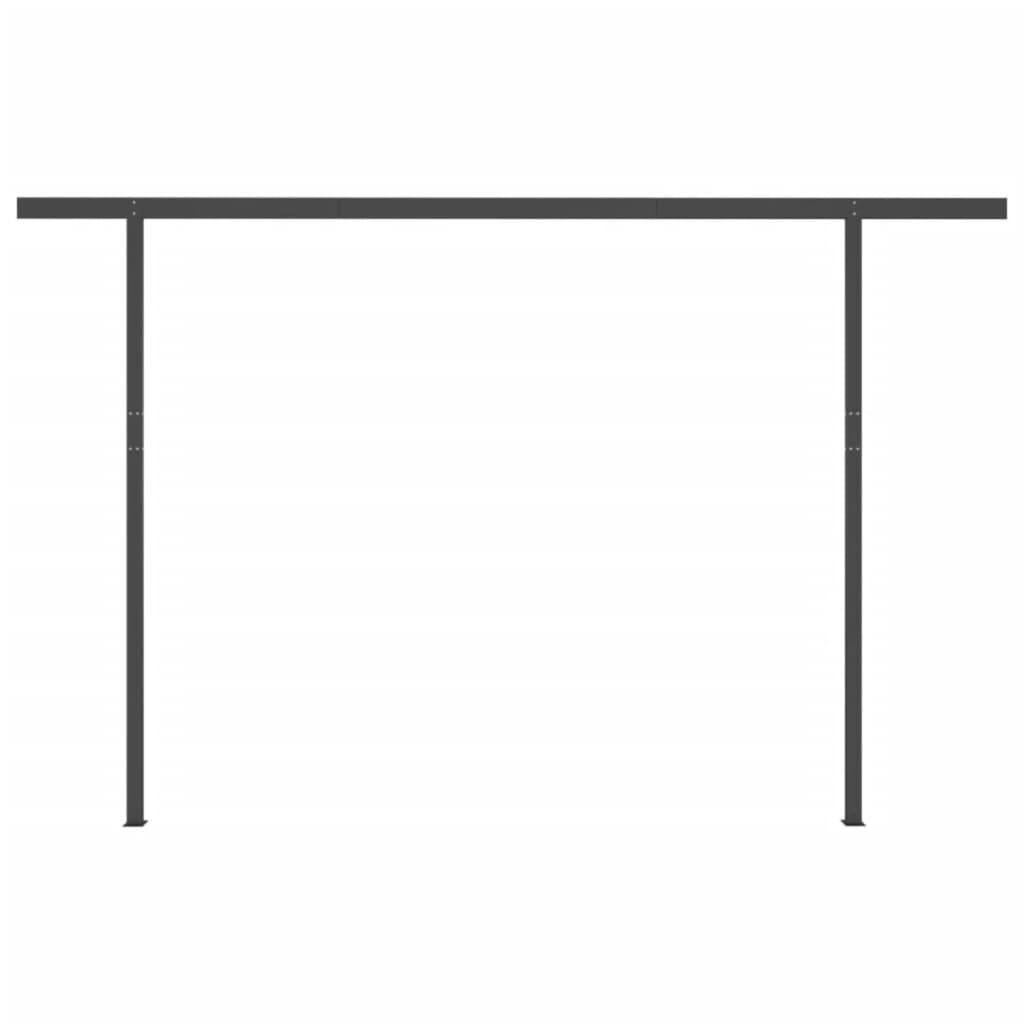 Copertină retractabilă manual cu stâlpi, galben & alb, 4x3,5 m