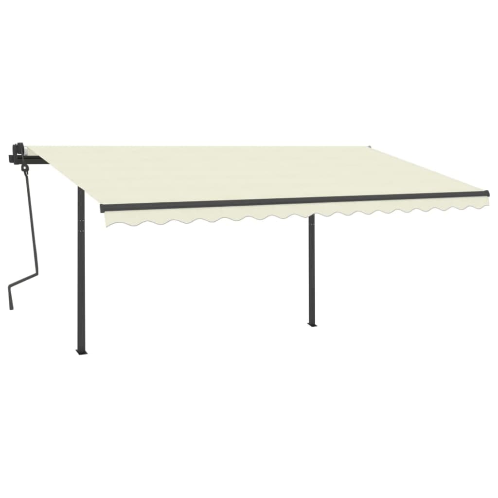 Copertină retractabilă manual, cu LED, crem, 4x3,5 m