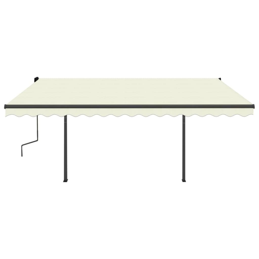 Copertină retractabilă manual, cu LED, crem, 4x3,5 m