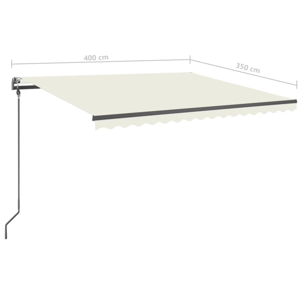 Copertină retractabilă manual, cu LED, crem, 4x3,5 m