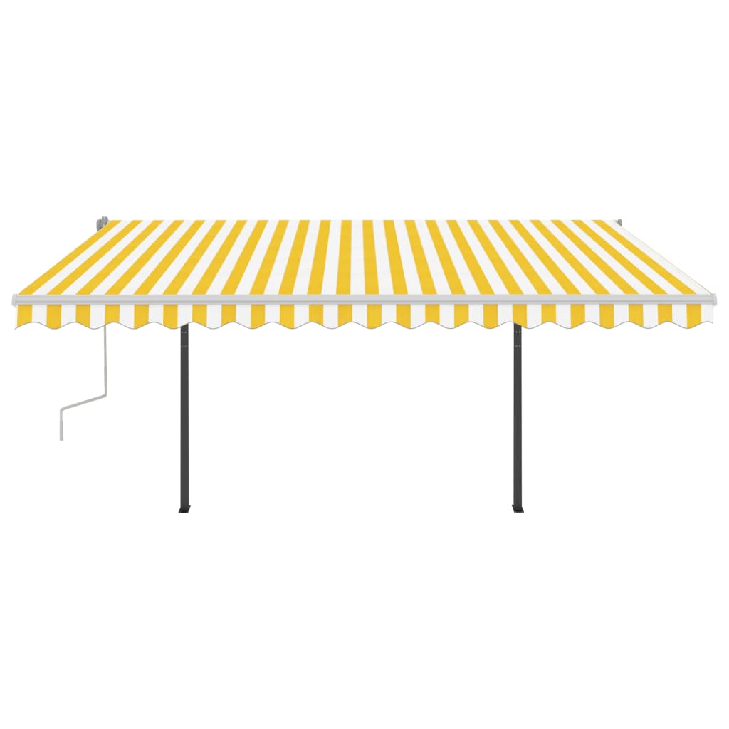 Copertină retractabilă manual cu LED, galben & alb, 4x3,5 m