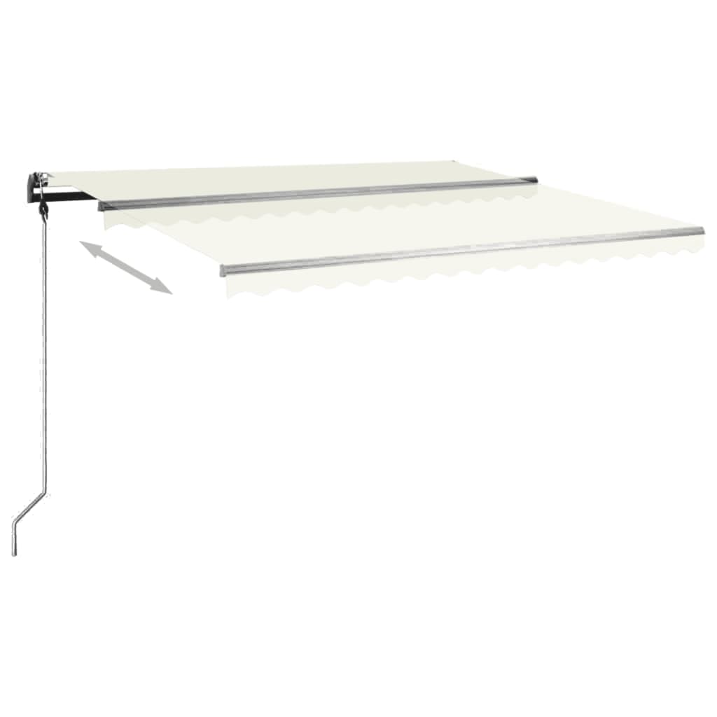 Copertină retractabilă automat, cu stâlpi, crem, 4x3,5 m
