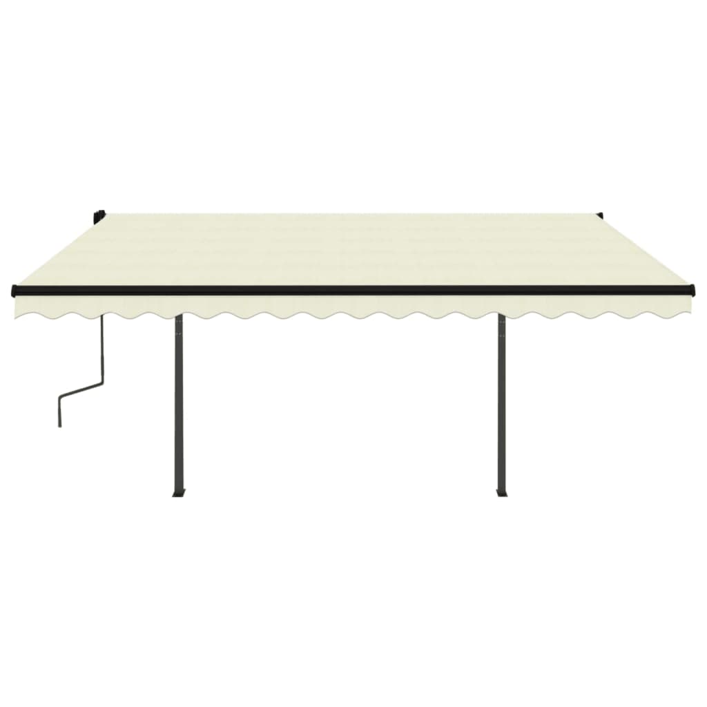 Copertină retractabilă automat, cu stâlpi, crem, 4x3,5 m