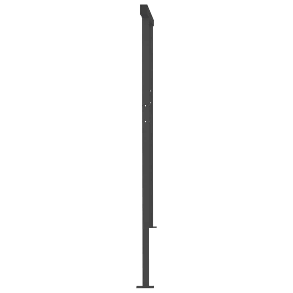 Copertină retractabilă automat, cu stâlpi, galben&alb, 4x3,5 m