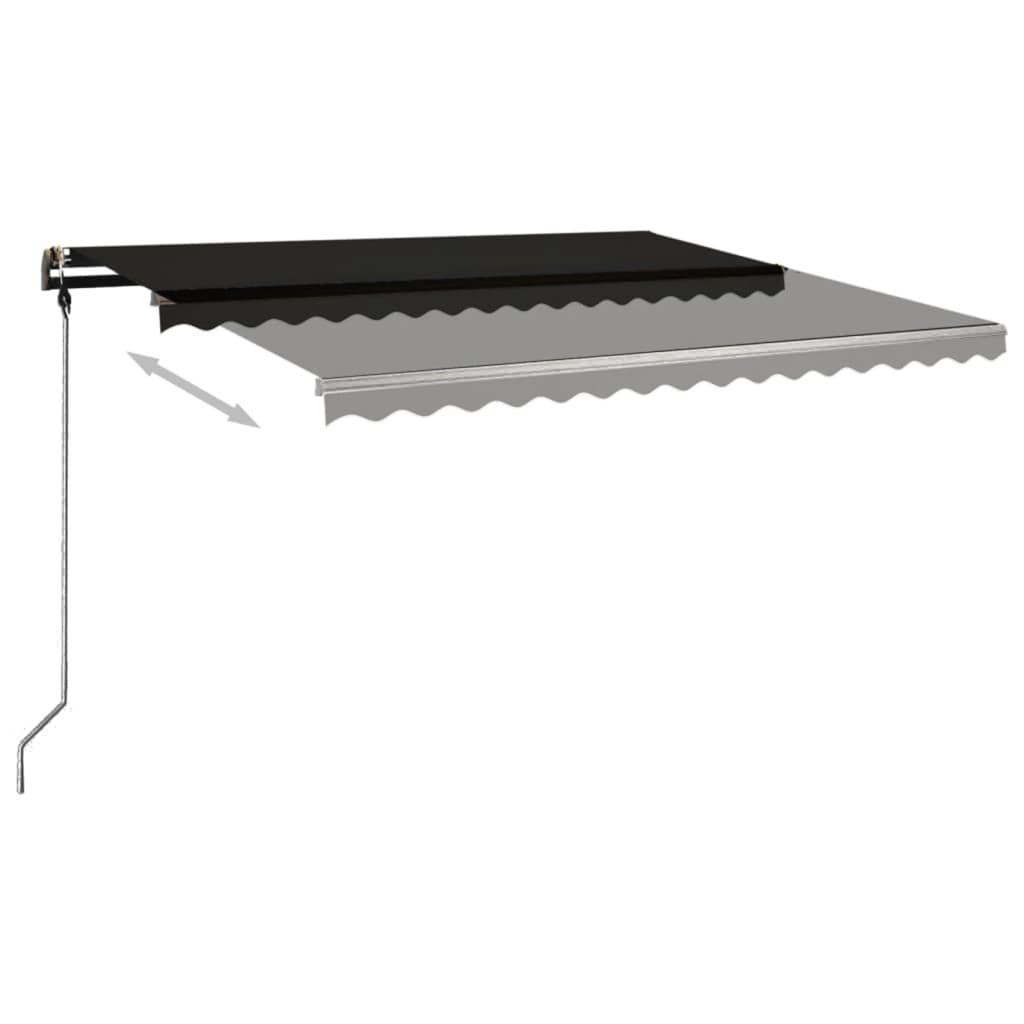 Copertină retractabilă automat, cu stâlpi, antracit, 4x3,5 m