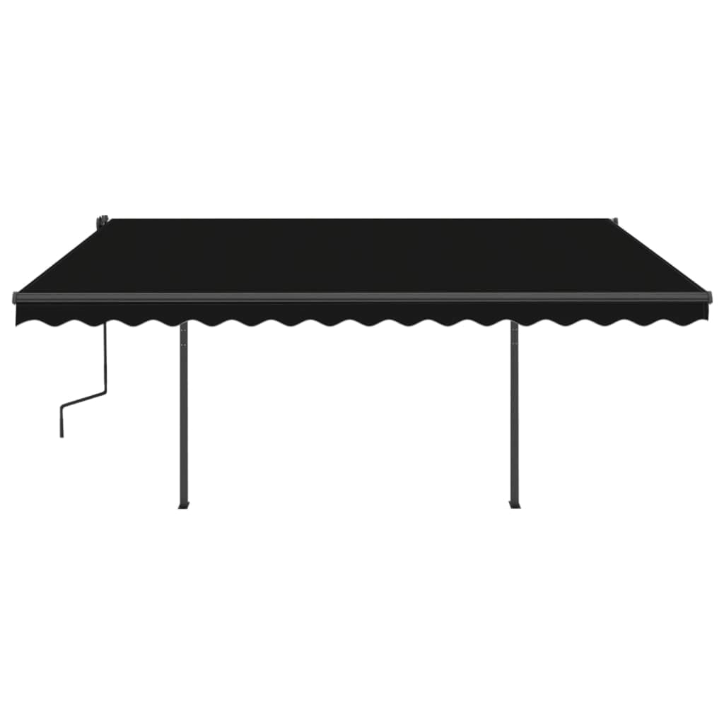Copertină retractabilă automat, cu stâlpi, antracit, 4x3,5 m