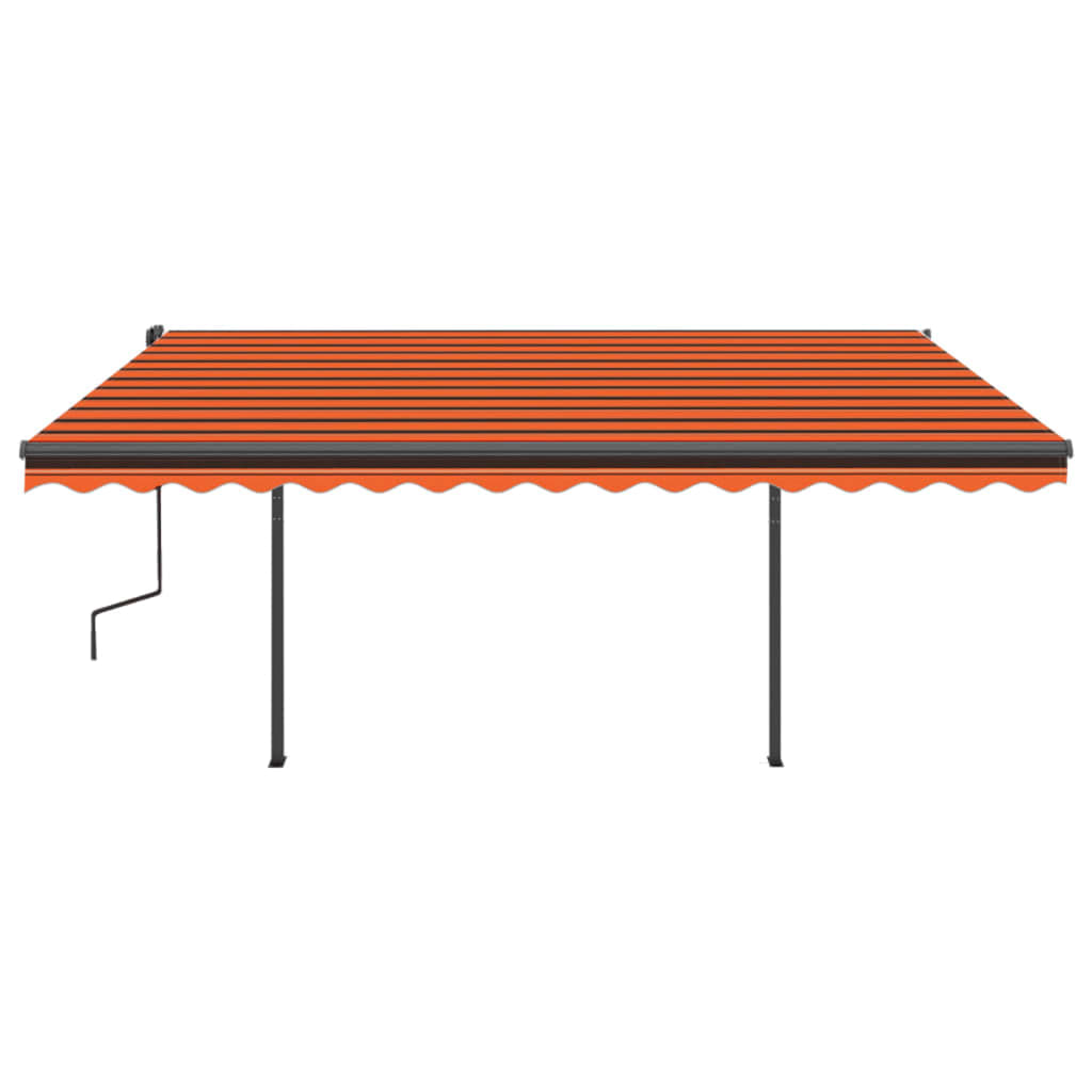 Copertină retractabilă automat, stâlpi, portocaliu&maro 4x3,5 m