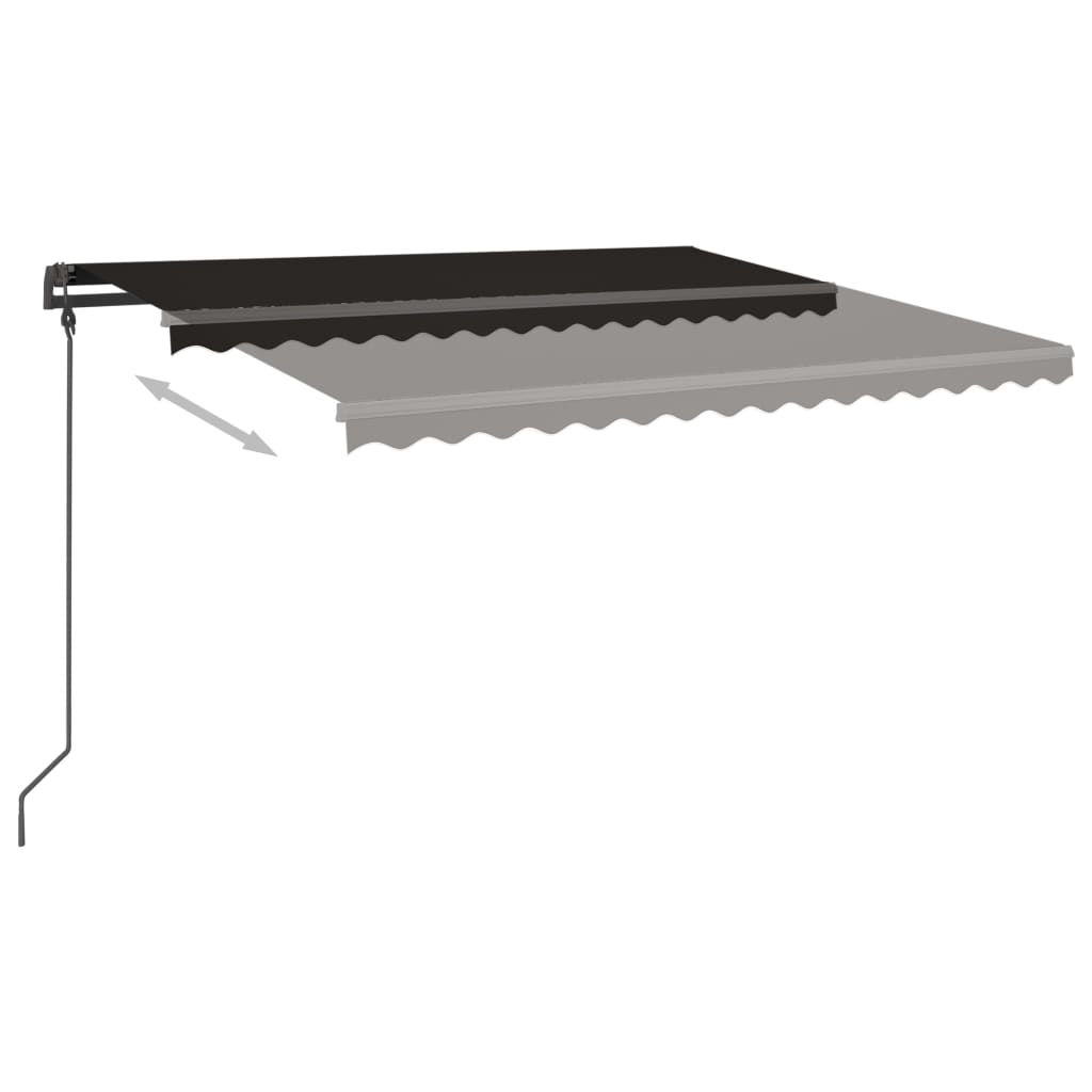 Copertină retractabilă manual, cu stâlpi, antracit, 4,5x3,5 m