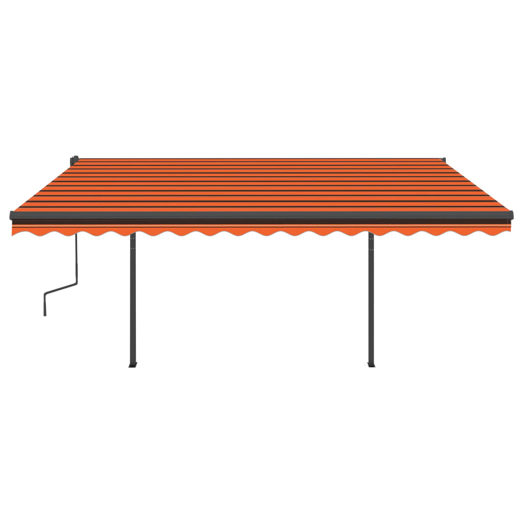 Copertină retractabilă manual, stâlpi portocaliu/maro 4,5x3,5m