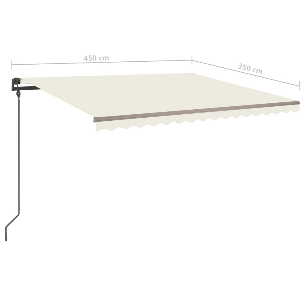Copertină retractabilă manual, cu LED, crem, 4,5x3,5 m