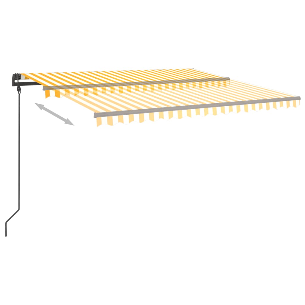 Copertină retractabilă manual, cu LED, galben și alb, 4,5x3,5 m