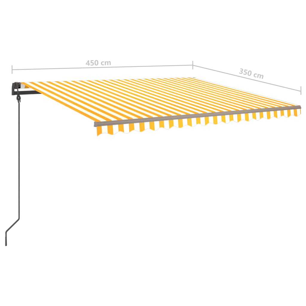 Copertină retractabilă manual, cu LED, galben și alb, 4,5x3,5 m